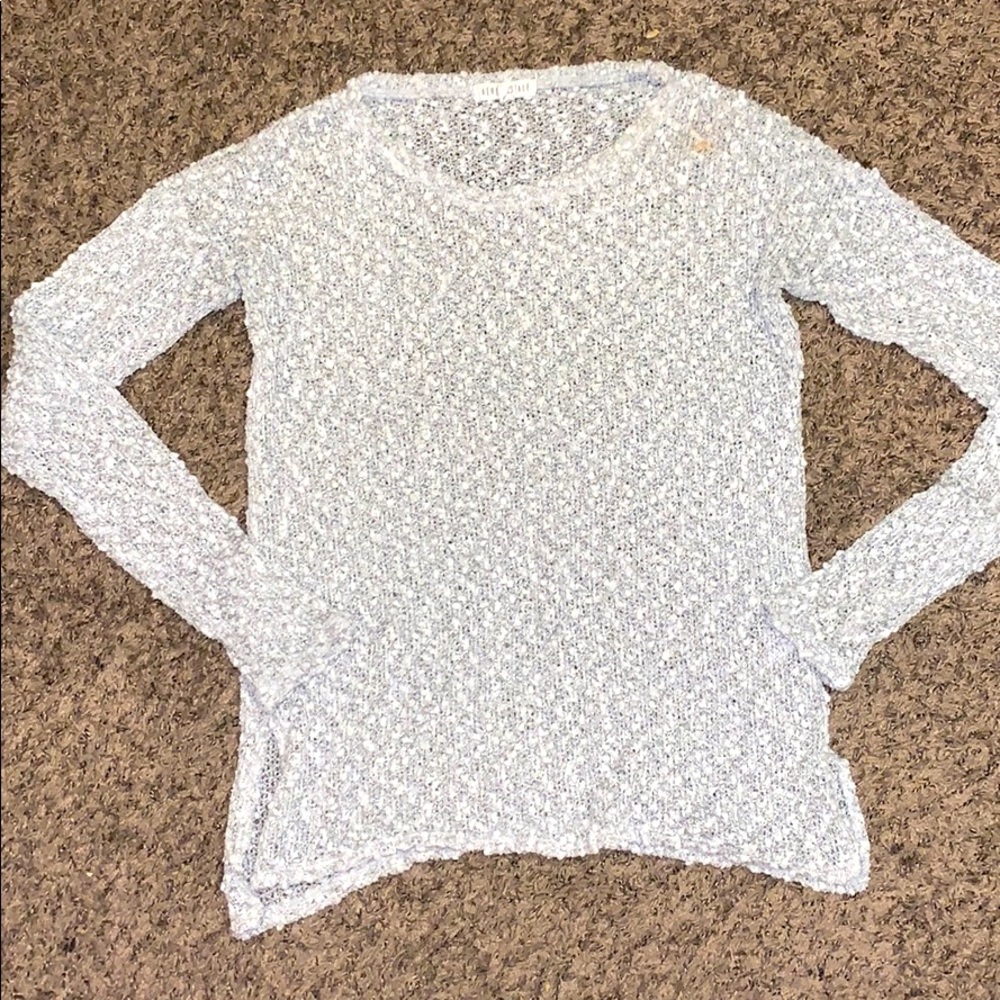 “Aero” White and Silver sheer type fabric T-shirt